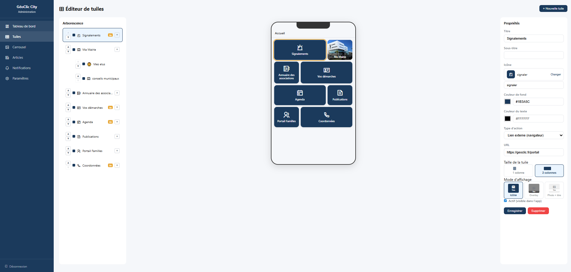 City Admin - Interface d'administration