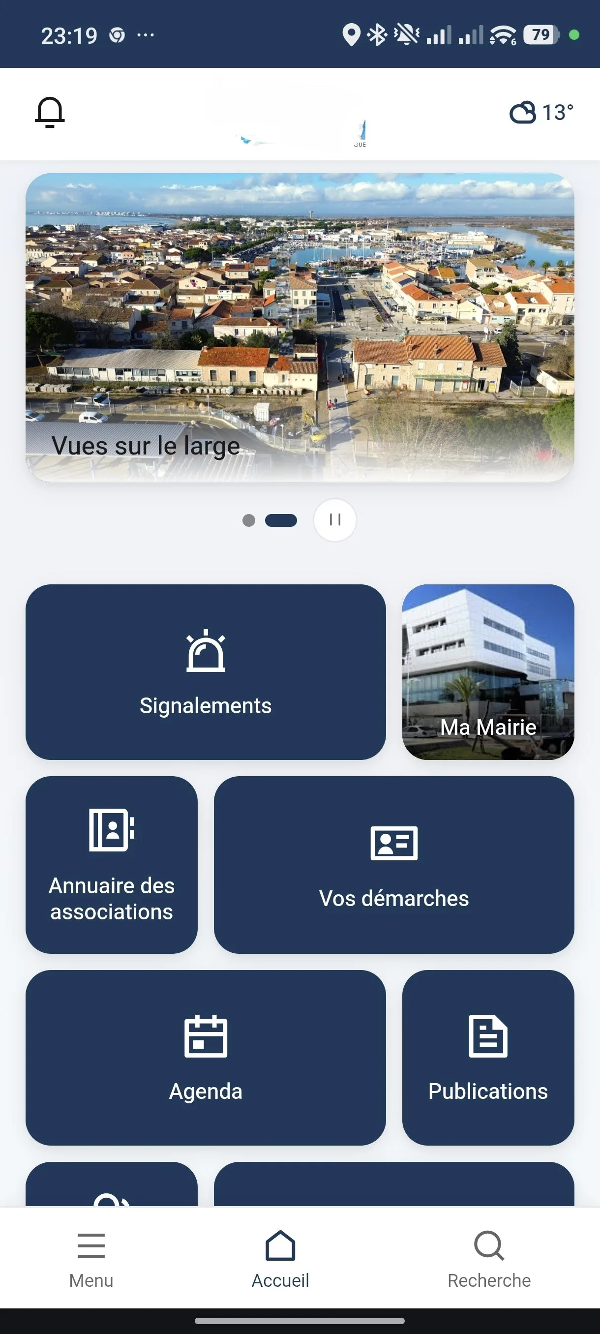 Aperçu de l'application GéoClic City personnalisée aux couleurs d'une autre commune