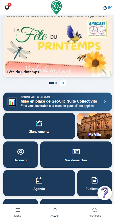 G&eacute;oClic City - App mobile citoyenne avec notifications, sondages et assistant IA