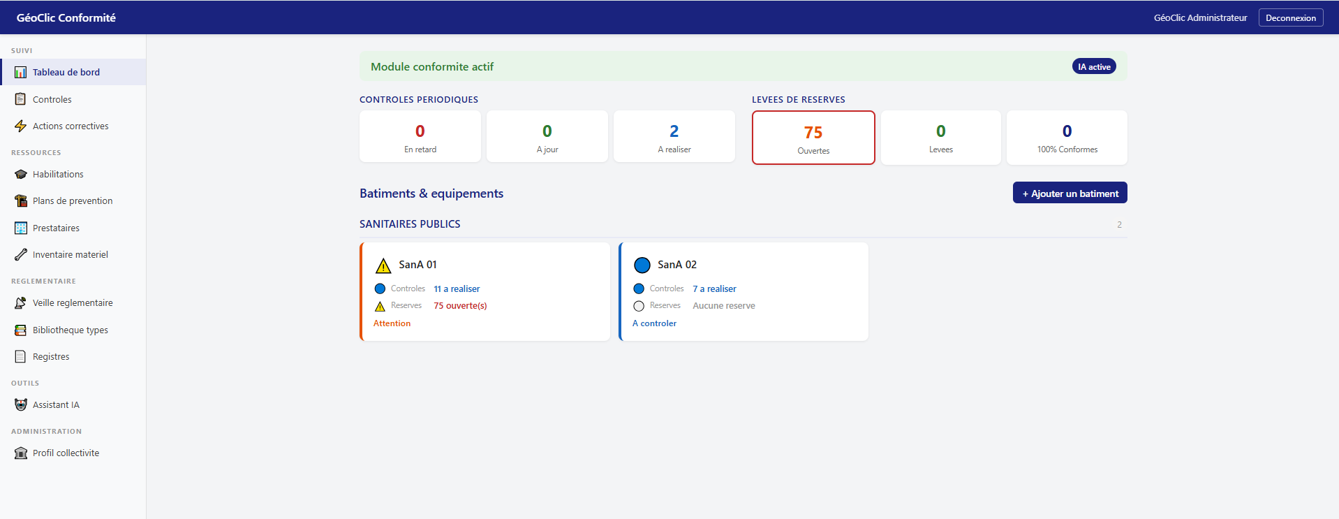 Dashboard conformit&eacute;