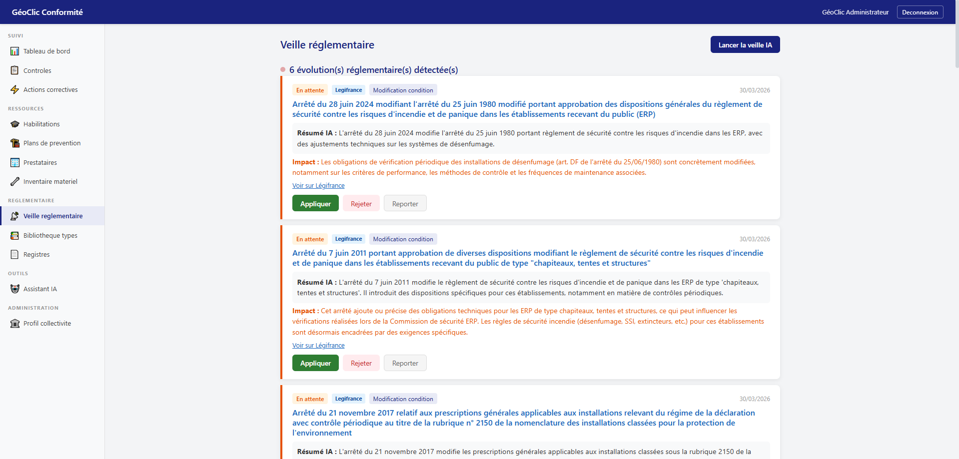 Veille L&eacute;gifrance