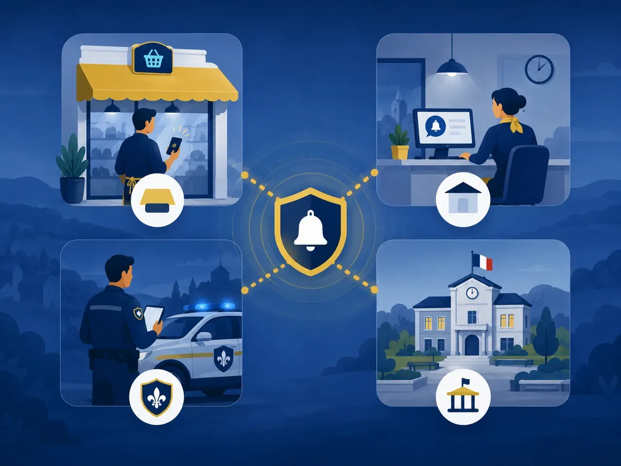 Illustration : commerçants, accueils municipaux, Police Municipale et mairie